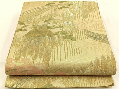 平和屋着物◎六通柄袋帯　御所解文　金糸　正絹　逸品　BAAW0074hj