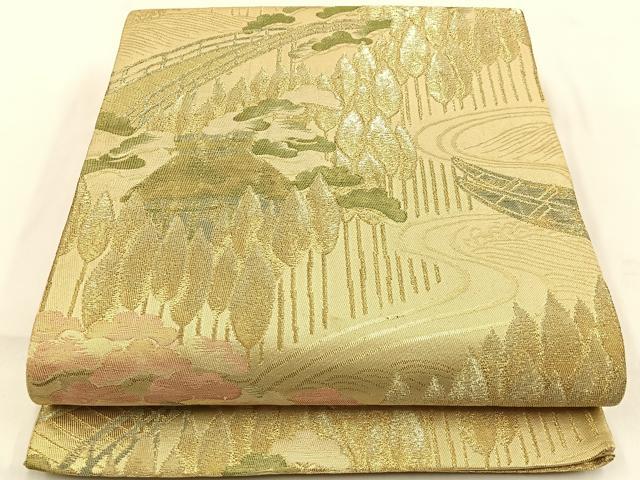 平和屋着物◎六通柄袋帯　御所解文　金糸　正絹　逸品　BAAW0074hj