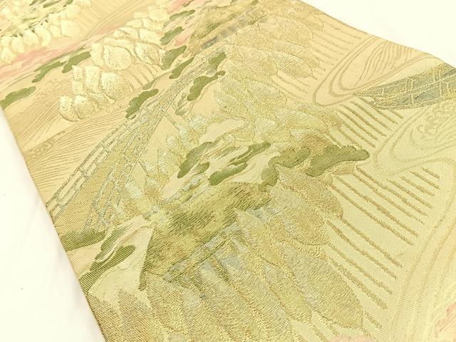 平和屋着物◎六通柄袋帯　御所解文　金糸　正絹　逸品　BAAW0074hj
