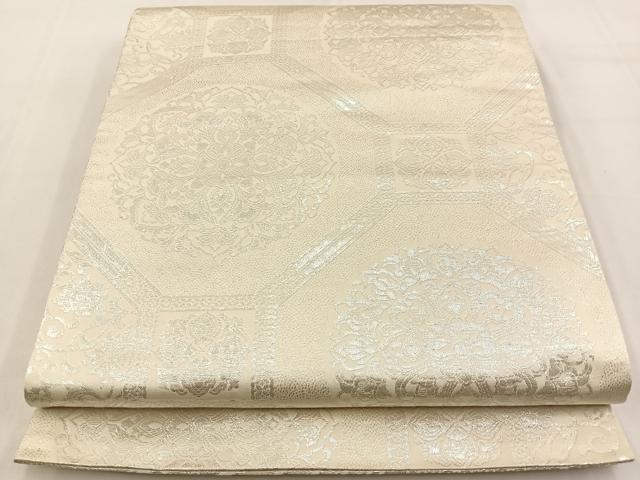 平和屋着物◎両面　六通柄袋帯　唐織　鳳凰　正倉院　銀糸　正絹　逸品　BAAW0096hj