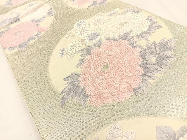 平和屋着物◎六通柄袋帯 唐織 花丸文 銀糸 正絹 逸品 BAAW0097hj