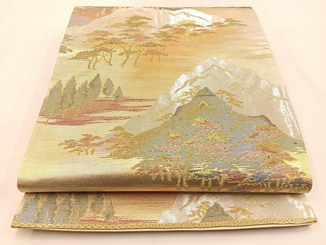 平和屋着物◎六通柄袋帯　遠山文　金銀糸　引箔　正絹　逸品　BAAW0108hj