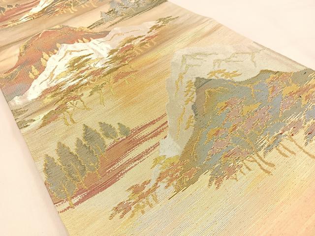 平和屋着物◎六通柄袋帯　遠山文　金銀糸　引箔　正絹　逸品　BAAW0108hj