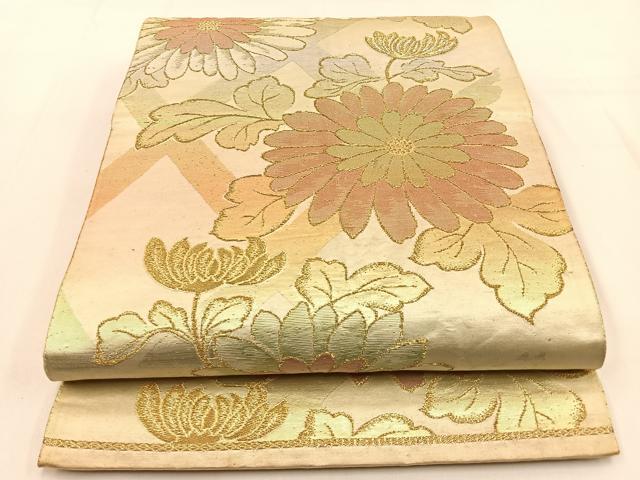 平和屋着物◎六通柄袋帯　菊　金銀糸　引箔　正絹　逸品　BAAW0110hj