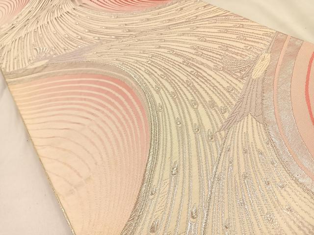 平和屋着物◎両面　全通柄袋帯　唐織　孔雀　銀糸　正絹　逸品　BAAW0111hj