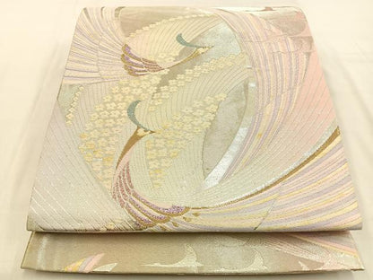 平和屋着物◎六通柄袋帯　孔雀　金銀糸　正絹　逸品　BAAW0115hj