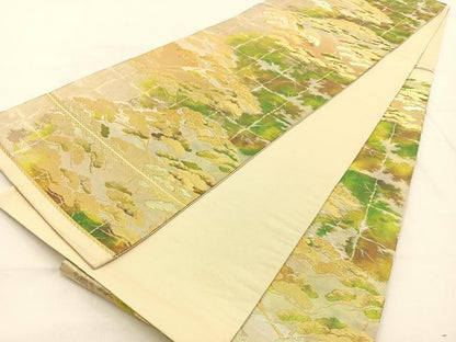 平和屋着物◎西陣 六通柄 京袋帯 松 金銀糸 引箔 正絹 逸品 BAAW0116hj