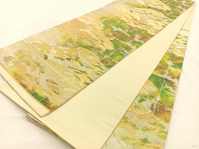 平和屋着物◎西陣 六通柄 京袋帯 松 金銀糸 引箔 正絹 逸品 BAAW0116hj