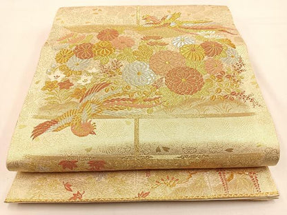 平和屋着物◎六通柄袋帯　唐織　鳳凰花文　金銀糸　正絹　逸品　BAAW0142hj