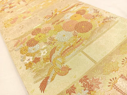 平和屋着物◎六通柄袋帯　唐織　鳳凰花文　金銀糸　正絹　逸品　BAAW0142hj