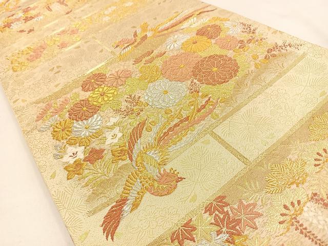 平和屋着物◎六通柄袋帯　唐織　鳳凰花文　金銀糸　正絹　逸品　BAAW0142hj