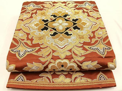 平和屋着物◎西陣どんす 六通柄袋帯 宝相華 金銀糸 正絹 逸品 BAAW0182hj