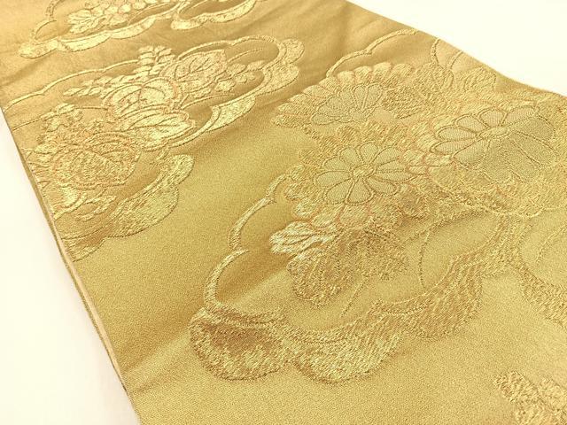 平和屋着物◎六通柄袋帯 雲重ね菊桐文 金糸 正絹 逸品 BAAW0190hj