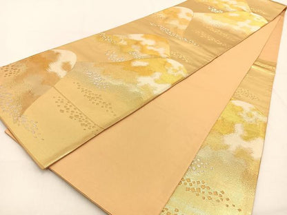 平和屋着物◎六通柄袋帯 重ね山箔散らし文 金銀糸 正絹 逸品 BAAW0191hj