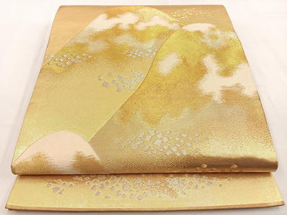 平和屋着物◎六通柄袋帯 重ね山箔散らし文 金銀糸 正絹 逸品 BAAW0191hj