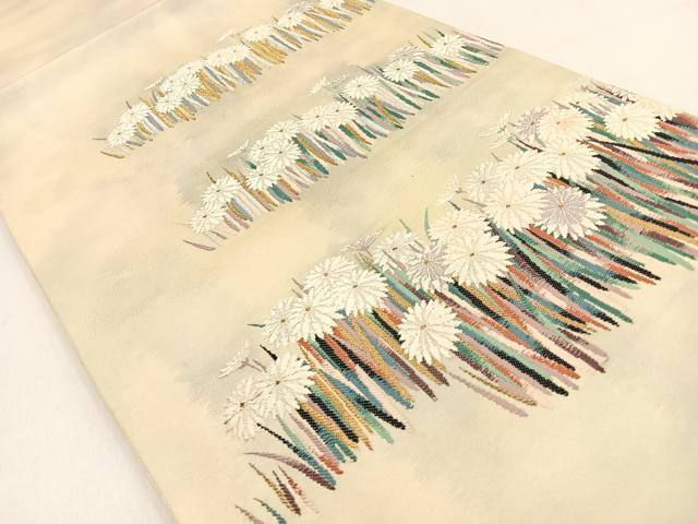 平和屋着物◎太鼓柄袋帯　唐織　菊　金銀糸　正絹　逸品　BAAW0193hj