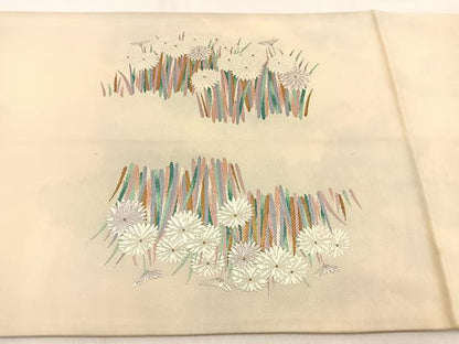 平和屋着物◎太鼓柄袋帯　唐織　菊　金銀糸　正絹　逸品　BAAW0193hj