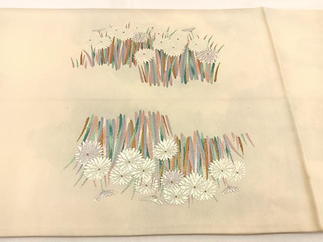 平和屋着物◎太鼓柄袋帯　唐織　菊　金銀糸　正絹　逸品　BAAW0193hj
