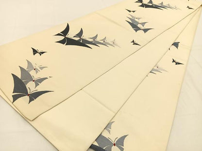 平和屋着物◎六通柄　本袋帯　唐織　草木染　舞蝶文　正絹　逸品　BAAW0196hj