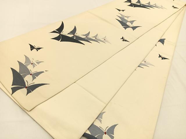 平和屋着物◎六通柄　本袋帯　唐織　草木染　舞蝶文　正絹　逸品　BAAW0196hj