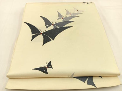 平和屋着物◎六通柄　本袋帯　唐織　草木染　舞蝶文　正絹　逸品　BAAW0196hj