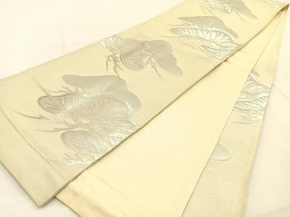 平和屋着物◎六通柄袋帯　松　銀糸　証紙付き　正絹　逸品　BAAW0203hj