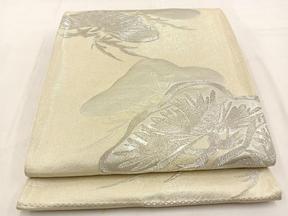 平和屋着物◎六通柄袋帯　松　銀糸　証紙付き　正絹　逸品　BAAW0203hj