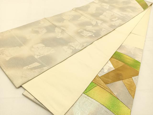 平和屋着物◎太鼓柄袋帯　切嵌　籬文　引箔　正絹　逸品　BAAW0207hj