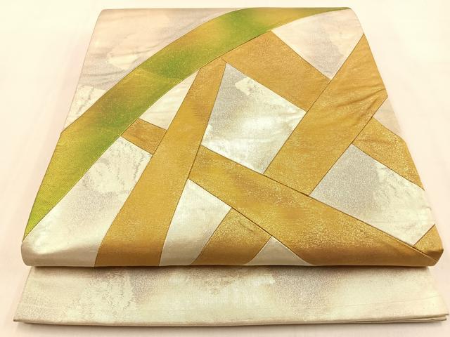 平和屋着物◎太鼓柄袋帯　切嵌　籬文　引箔　正絹　逸品　BAAW0207hj