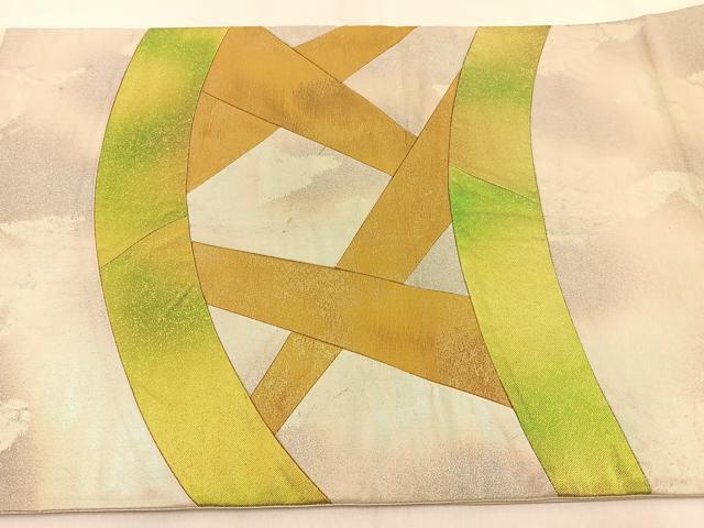 平和屋着物◎太鼓柄袋帯　切嵌　籬文　引箔　正絹　逸品　BAAW0207hj