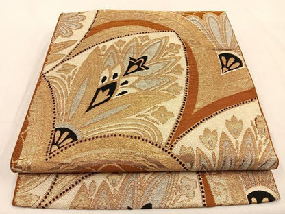 平和屋着物◎六通柄　本袋帯　更紗花文　金銀糸　正絹　逸品　BAAW0208hj