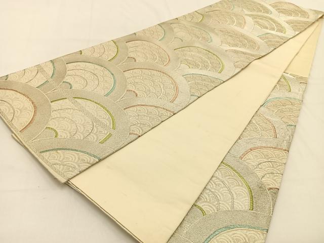 平和屋着物◎六通柄袋帯 唐織 青海波 銀糸 正絹 逸品 BAAW0224hj
