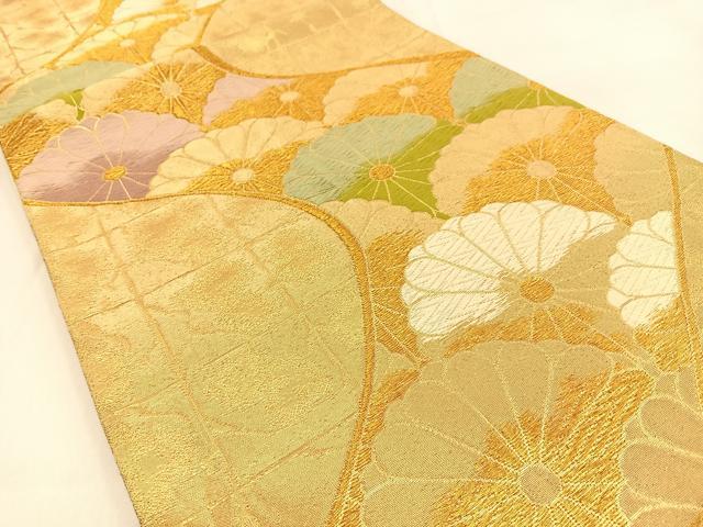 平和屋着物◎六通柄袋帯 唐織 菊青海波 金糸 正絹 逸品 BAAW0227hj