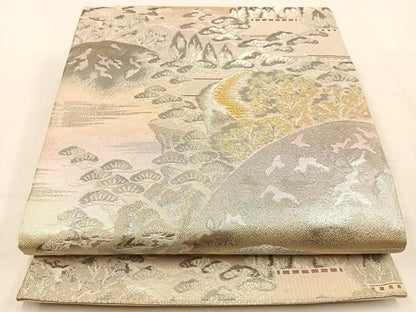 平和屋着物◎六通柄袋帯　遠山風景文　金銀糸　正絹　逸品　BAAW0229hj