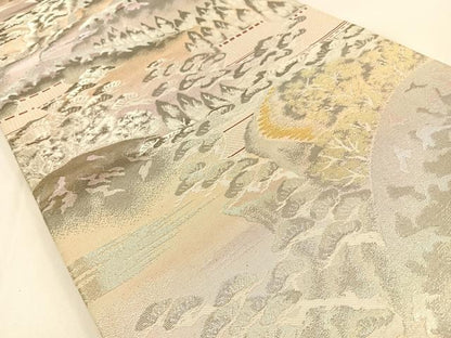 平和屋着物◎六通柄袋帯　遠山風景文　金銀糸　正絹　逸品　BAAW0229hj