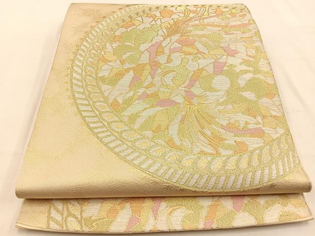 平和屋着物◎六通柄　本袋帯　鳳凰丸文　金銀糸　正絹　逸品　BAAW0235hj