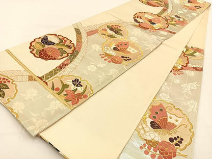 平和屋着物◎六通柄袋帯 唐織 慶長小袖 金糸 正絹 逸品 BAAW0257hj
