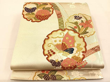 平和屋着物◎六通柄袋帯 唐織 慶長小袖 金糸 正絹 逸品 BAAW0257hj