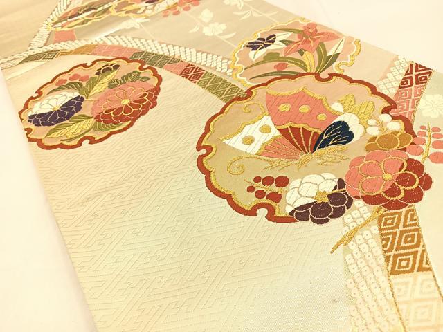 平和屋着物◎六通柄袋帯 唐織 慶長小袖 金糸 正絹 逸品 BAAW0257hj
