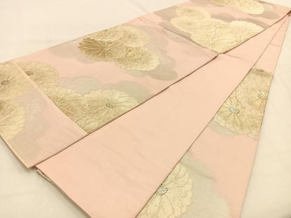 平和屋着物◎六通柄袋帯 菊 金銀糸 正絹 逸品 BAAW0262hj