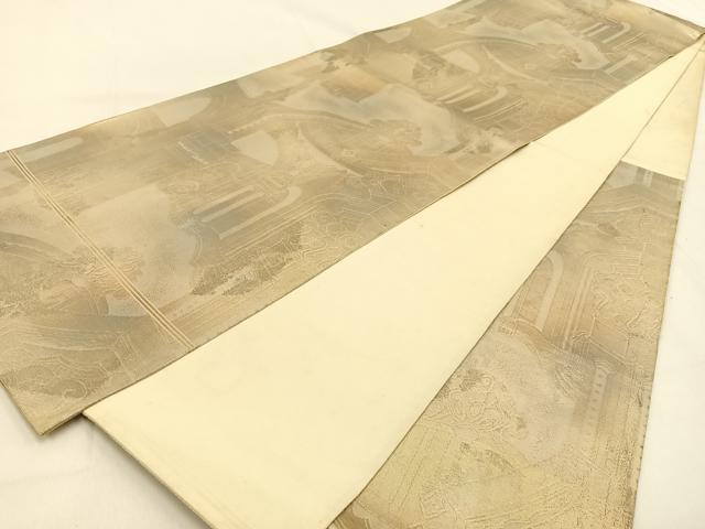 平和屋着物◎六通柄 本袋帯 西洋風景文 引箔 正絹 逸品 BAAW0267hj
