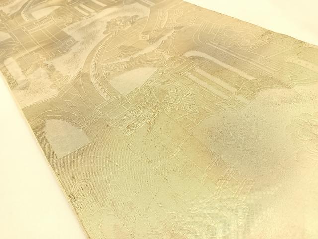 平和屋着物◎六通柄 本袋帯 西洋風景文 引箔 正絹 逸品 BAAW0267hj