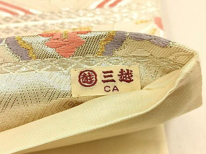 平和屋着物◎六通柄袋帯 唐織 菱天井花文 金銀糸 三越扱い 正絹 逸品 BAAW0271hj