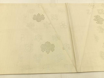 平和屋着物◎六通柄袋帯　家紋　銀糸　正絹　逸品　BAAW0275hj