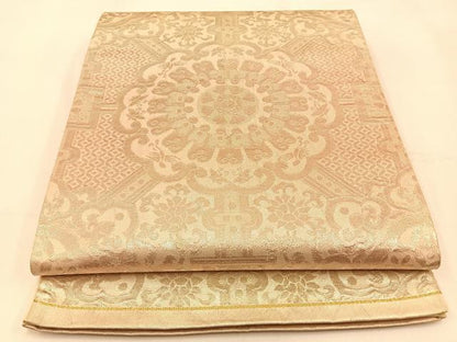 平和屋着物◎六通柄袋帯　正倉院　金糸　正絹　逸品　BAAW0296hj