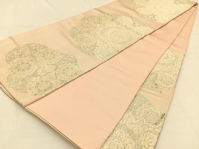 平和屋着物◎六通柄袋帯 唐織 㻿璃苑 銀糸 正絹 逸品 BAAW0299hj