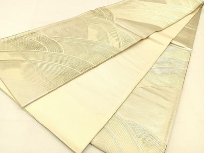 平和屋着物◎六通柄袋帯 唐織 流水文 銀糸 正絹 逸品 BAAW0301hj