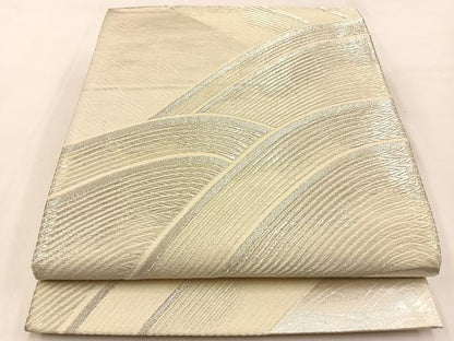 平和屋着物◎六通柄袋帯 唐織 流水文 銀糸 正絹 逸品 BAAW0301hj