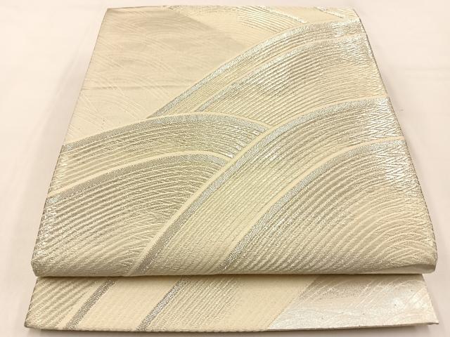平和屋着物◎六通柄袋帯 唐織 流水文 銀糸 正絹 逸品 BAAW0301hj
