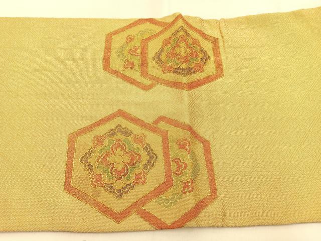 平和屋着物◎佐賀錦 太鼓柄袋帯 総駒刺繍 亀甲正倉院文 金糸 正絹 逸品 BAAW0303hj